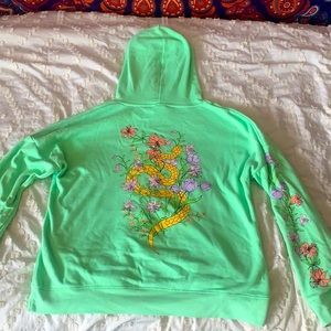 Green snake/floral Zumiez hoodie, size M
